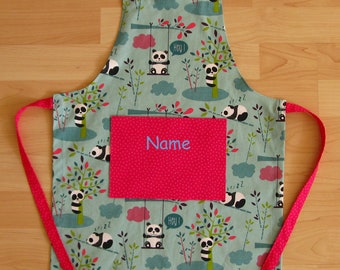 Children's apron / kitchen helper set - Panda - personalized upon request