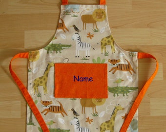 Children's apron - Safari - personalized upon request