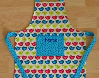 Children's apron - birds - personalized upon request