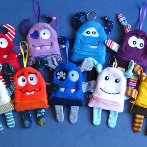 Worry eater, grief eater, mini monster - pocket friend - with zipper