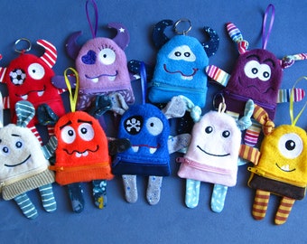 Worry eater, grief eater, mini monster - pocket friend - with zipper