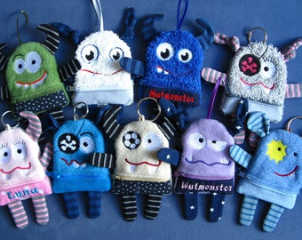 Worry eater, grief eater, mini monster - pocket friend - with zipper