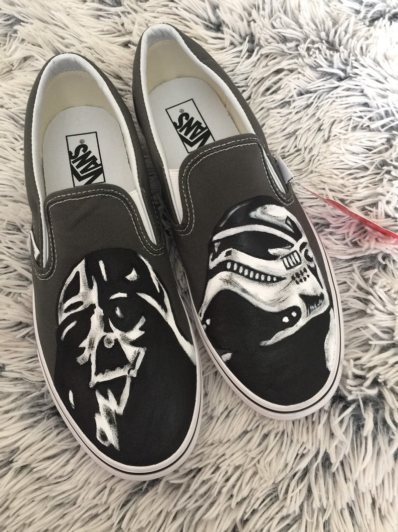 Star Wars vans custom adult slip ons Darth Vader & Stormtrooper image 1