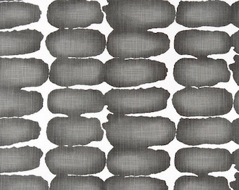 Dark grey Shibori Dot Print. Ink  and white Premier Prints.   Slub canvass Fabric by yard. Medium decor fabric.