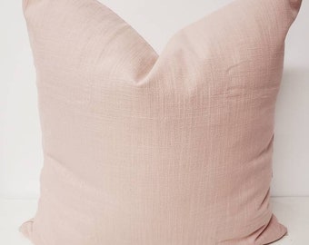 Blush Pillow cover. Solid Blush pink Pillow cover.  Slub Canvas Throw pillow cover. Sham Pillow case. FARMHOUSE PILLOW. Pillow Cover.