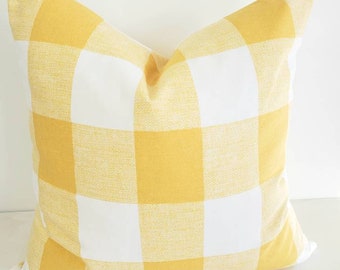 FARMHOUSE PILLOW COVER, Yellow Pillow, Plaid Pillow, Yellow pillow cover, Yellow, Best selling, Buffalo Plaid pillow, Throw Pillow cover