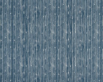 May include: A fabric swatch with a white and blue striped pattern. The fabric has a textured surface and a subtle sheen. The fabric is measured in inches.