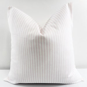 FARMHOUSE PILLOW COVER. Pink Classic Stripe. Light Pink & white Sofa Pillow Cover. Stripe Sham Cover.  Cushion Covers.Pillow Case.cotton.