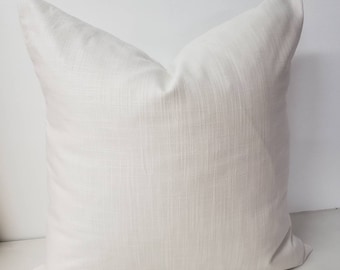 FARMHOUSE white pillow cover - Plain White  Pillow Cover  - slub canvas fabric - Sofa Pillow cover - Pillow cover - sham cover -