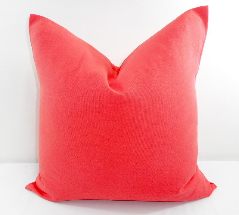 Coral Pillow Cover Solid Color Pillow Cover Country Style Etsy