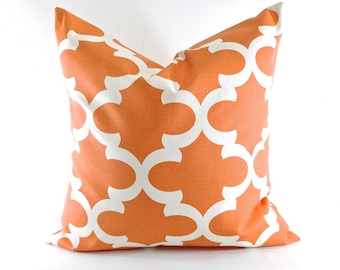 Orange Apache Pillow cover. Moroccan Quatrefoil Lattice Trellis Pillow Cover Sham Pillow case.Select your size.