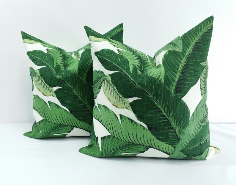 Palm Pillow Cover. Green Pillow cover. Indoor outdoor. Set of Etsy