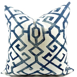 Blue & white Pillow cover. Jing Regal Blue Print Pillow cover. Country Style, Cotton. Farmhouse pillow cover, Cushion cover, image 1