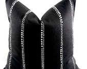 FARMHOUSE DECOR Black Pillow cover. Carlo. Black and White dotted stripe Throw pillow cover. Euro pillow case.