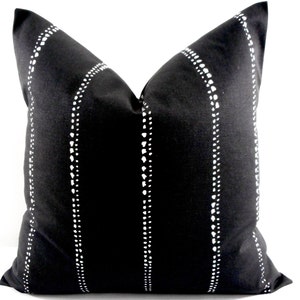 FARMHOUSE DECOR Black  Pillow cover. Carlo. Black and White  dotted stripe  Throw pillow cover. Euro pillow case.