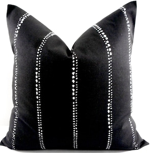 FARMHOUSE DECOR Black  Pillow cover. Carlo. Black and White  dotted stripe  Throw pillow cover. Euro pillow case.Pillow cover