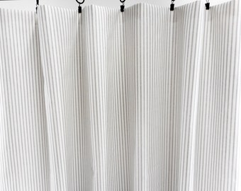 Grey & White  Panel Curtain. Grey  Classic Stripe  Curtain.  2 panel curtain. Window Treatment. Curtain.cotton.unlined.Choose  your sizes.cm