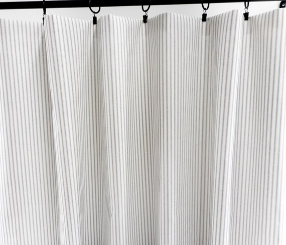 Grey White Panel Curtain Grey Classic Stripe Curtain 2 Etsy