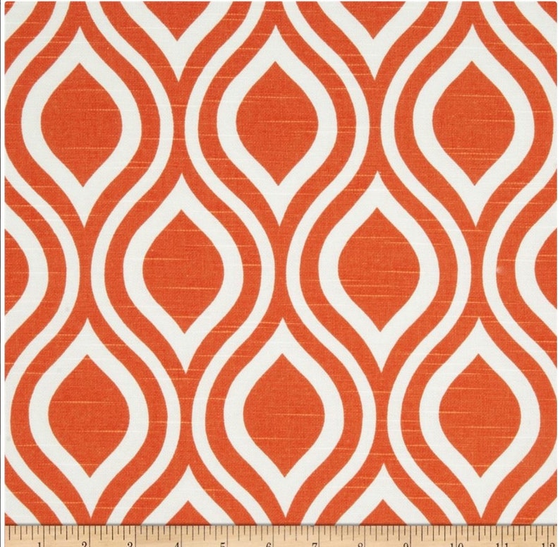 Curtain.2 Panel Curtain.tangelo.Window Treatment.orange and white.unlined.Nicole.Designers pattern.Choose your sizes.cm