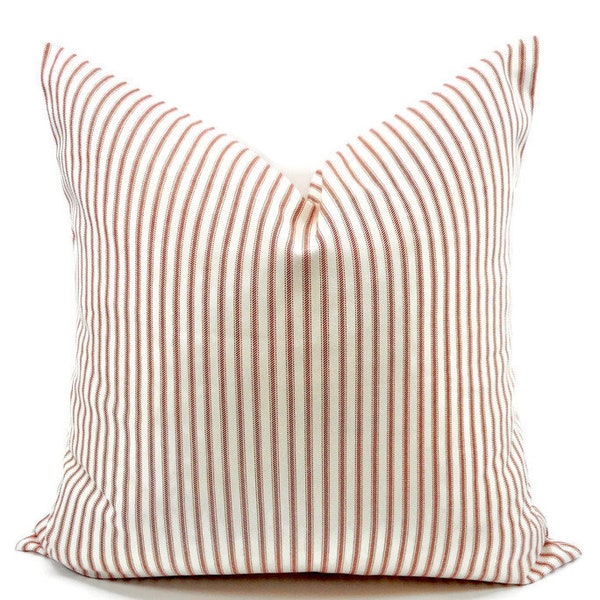 Christmas Pillow.FARMHOUSE DECOR Red Stripe Pillow cover. Red Classic Stripe. Red  and white ticking Stripe  Pillow Case. 1 piece.  cotton.