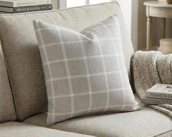 French Grey Check Pillow Cover – abbot french grey. Slub Cotton Country Sham (1 Piece)