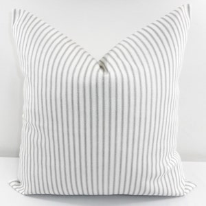 Ticking Stripe Pillow, Farmhouse Pillow Covers, Gray Ticking Pillow Covers, Farmhouse Decor