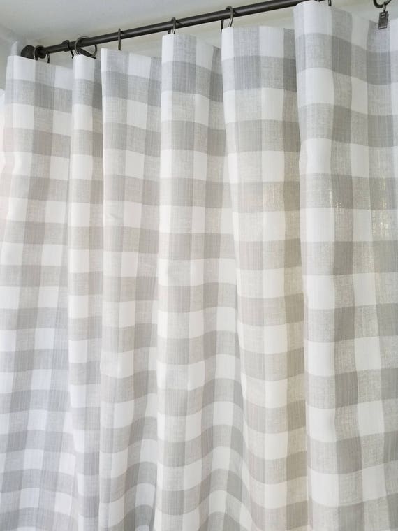 French Grey Curtains French Grey Buffalo Plaid Print Plaid Etsy