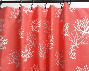 Coral Curtain. 2 panel curtain. Coral. Window Treatment.set of two.Coral curtain.cotton.unlined.Designers pattern.Choose  your sizes.cm