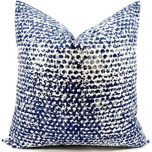 Vintage Indigo Pillow Cover. Zoey Vintage Indigo & White Print. Pillow ...