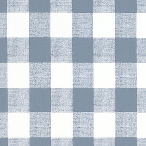 May include: A white and blue gingham fabric with a subtle texture. The fabric has a repeating pattern of blue and white squares.