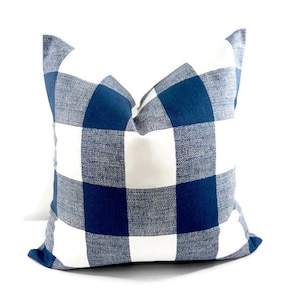 FARMHOUSE DECOR Blue Pillow. Sofa Pillow. Navy  Blue  and white. Sofa Pillow Blue Cushion Cover. Country  Decor.  Sham Pillow case. ..