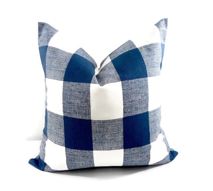 Blue Pillow. Sofa Pillow. Navy Blue and white. Sofa Pillow Etsy