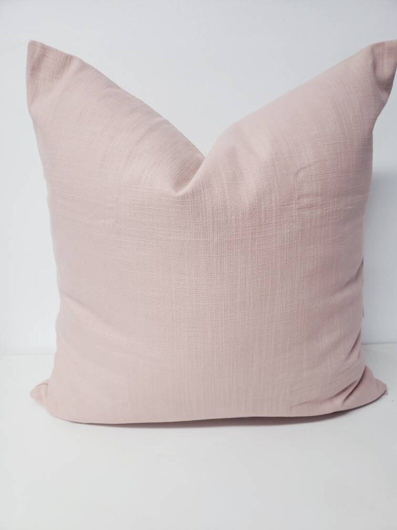 Blush Pillow Cover. Solid Blush Pink Pillow Cover. Slub Canvas Etsy