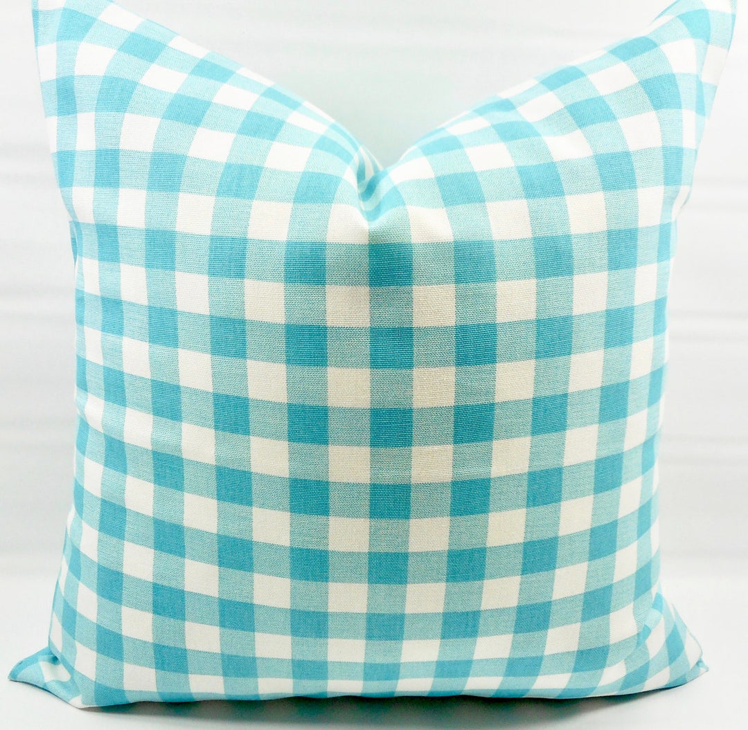Coastal Blue & White Plaid Pillow Cover. Plaid Print Pillow Etsy
