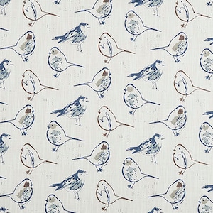 White & Blue Valance. Bird toile Regal Blue . Window treatment. Navy blue Designers pattern. Curtain. Choose  your sizes