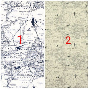 Map Fabric. Air traffic. White and blue.  Natural and Gray. Premier prints.  Fabric by the yard