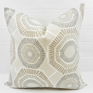 FARMHOUSE PILLOW COVER. Ecru  Pillow cover. Charm  Ecru  & white Print. Sham Cover. Sofa Pillow cover.  Pillow Case. Farmhouse decor. Pillow