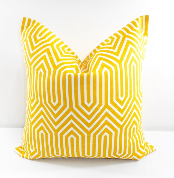 Yellow Pillow  Cover. Corn yellow  and White Pillow Cover.Trail.  Pillow cover.  Sham Pillow case. Select your size.