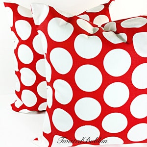 Christmas Pillow.Red Pillow,  pillows, red and  White,  Cushion,  polka ,Covers,set of two,Pillow Case,Christmas Pillow.Christmas Pillow.