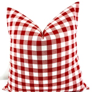 FARMHOUSE PILLOW, Red Plaid Pillow Cover, Throw Pillow, Euro Cover, Christmas Pillow, Home decor, Best selling Pillow, Plaid Pillow