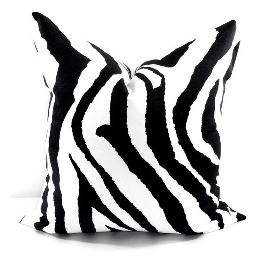 Zebra Pillow Cover. Black Pillow Cover. Black and White. Animal Print
