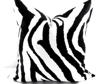 Zebra Pillow Cover. Black Pillow Cover. Black and White. Animal Print.  Sham Pillow Cover.  Sham Pillow case. Select your size.