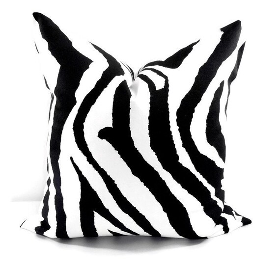 Zebra Pillow Cover. Black Pillow Cover. Black and White. Etsy