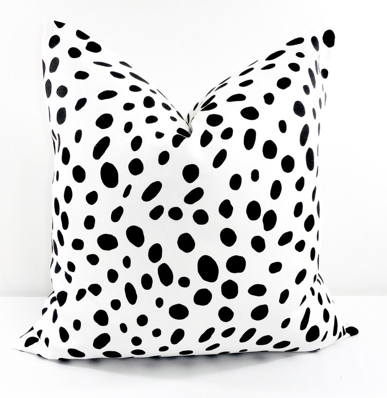 Black & white. 18x18 Dalmatian print pillows. Dalmatian. Animal print. Cushion Covers. Pillow Case. Farmhouse Pillow cover. Euro sham cover image 1