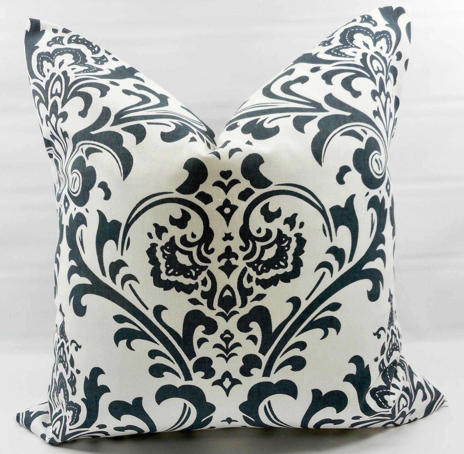 Gunmetal Gray Pillow Cover. Dark Gray Traditions Damask Print Etsy