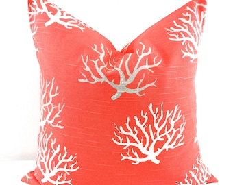 NAUTICAL PILLOW COVER. Pillow. Salmon Coral pillow cover.  Coral Pillow case. Cm. Sham cover. Cushion cover. .
