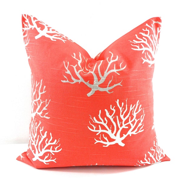 NAUTICAL PILLOW COVER. Pillow. Salmon Coral pillow cover.  Coral Pillow case. Cm. Sham cover. Cushion cover. .