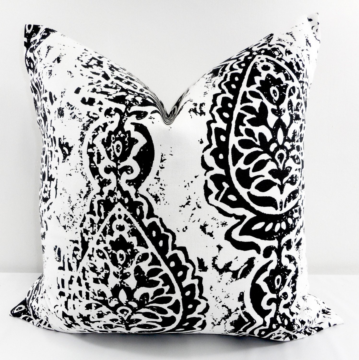 Black Pillow Cover. Damask Black Sofa Pillow. Manchester Etsy