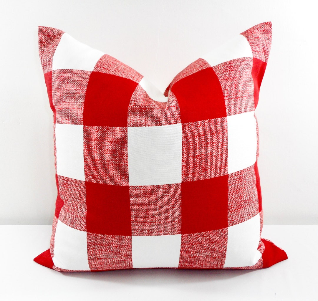 CHRISTMAS Pillow Cover, Red Buffalo Check Pillow, Red Throw Pillow, Red