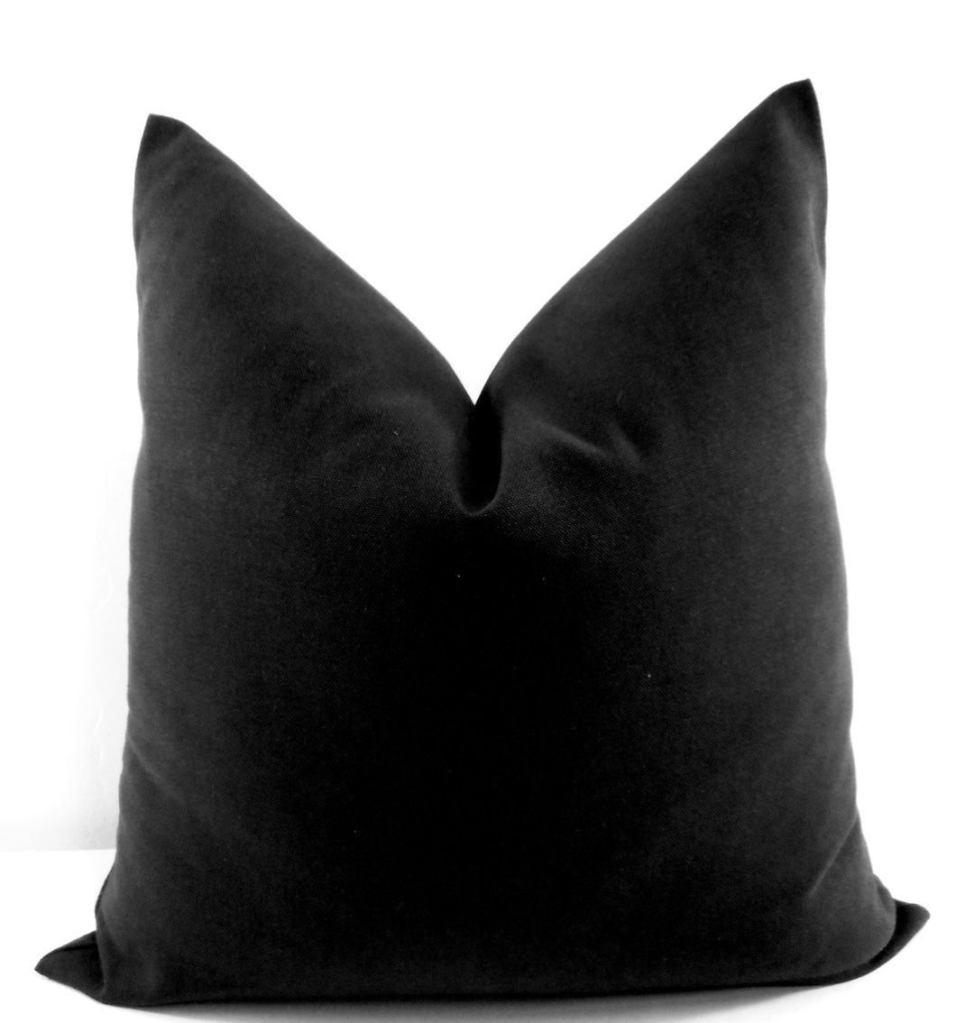 Black Pillow Cover. Solid Dyed Black. Sofa Pillow Cover. Euro Pillows